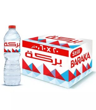 كرتونه  مياه معدنية البركه  600 ملل (20 زجاجه)