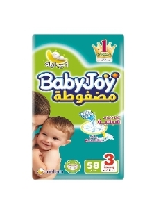 حفاضات بيبى جوى وسط مقاس 3 - 58 قطعه