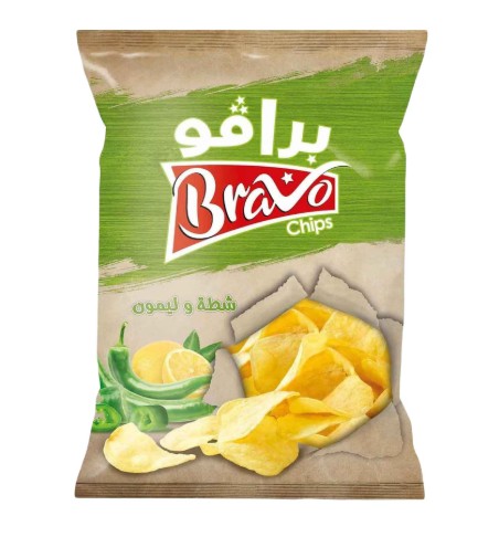 برافو بطاطس شيبس بالشطه والليمون 80 جرام