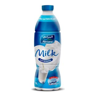 علبه لبن المراعى خالى من الدسم 1 لتر زجاجه بلاستيك