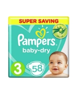 حفاضات بامبرز وسط مقاس 3 -62 قطعه