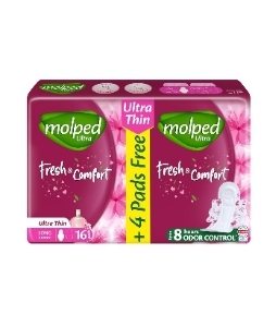 فوط صحيه مولبد الترا راحه وانتعاش طويل 16 قطعه