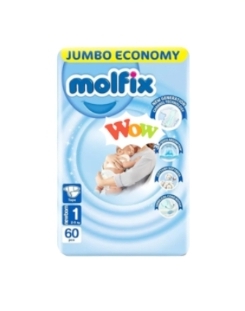 حفاضات مولفكس وسط مقاس 1 -60 قطعه